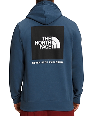 Shop The North Face Box Nse Cotton Blend Logo Print Standard Fit Hoodie In Shady Blue