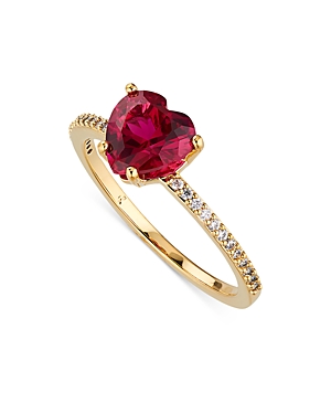 Shop Nadri Modern Love Cubic Zirconia Heart Ring In Red/gold