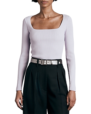 Rag & Bone Asher Rib Long Sleeve Top In Lavender