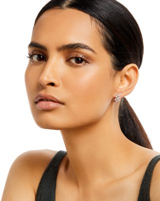 Diamond Cluster Hoop Earrings in 14K White Gold, 1.00 tcw 