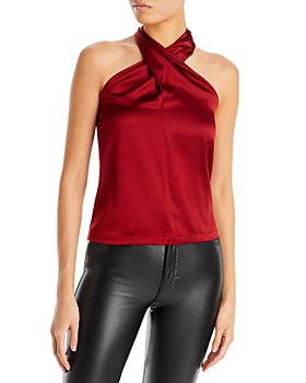 Theory - Silk-Blend Satin Twisted Halter Top