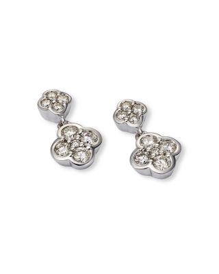 Diamond Clover Drop Earrings 14K White Gold, 0.50 tcw 