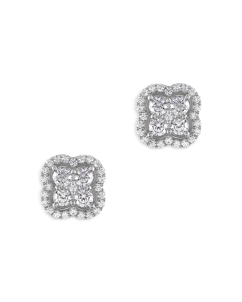 Bloomingdale's Fine Collection Diamond Clover Stud Earrings in 14K White Gold, 1.50 tcw