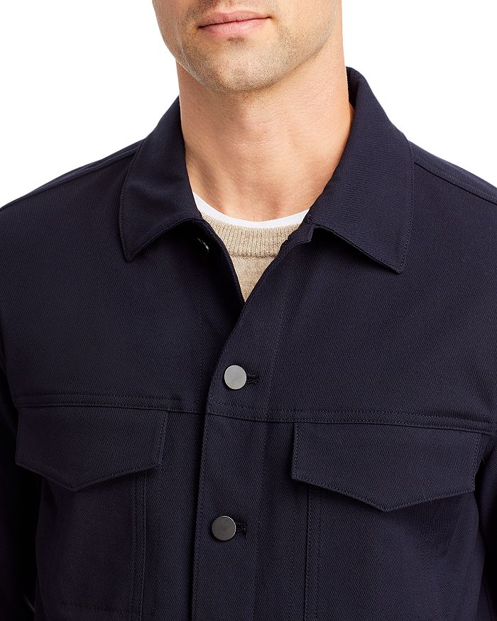 Shop Theory River Stretch Neoteric Twill Trucker Jacket In Dark Navy