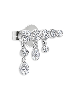 Maria Tash 18k White Gold Diamond Crescendo Bar Stud Earring, Left Orientation
