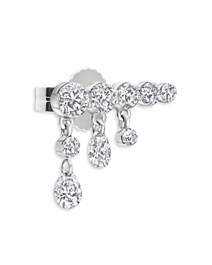 Maria Tash 18k White Gold Diamond Crescendo Bar Stud Earring, Left Orientation In White