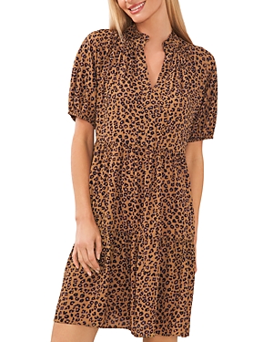 CeCe V Neck Leopard Print Dress
