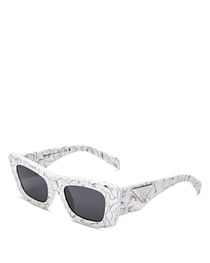Shop Prada Symbole Cat Eye Sunglasses, 50mm In White/black Solid