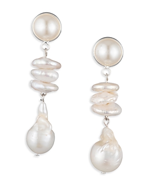 Dannijo Cane Freshwater Pearl Earrings In White