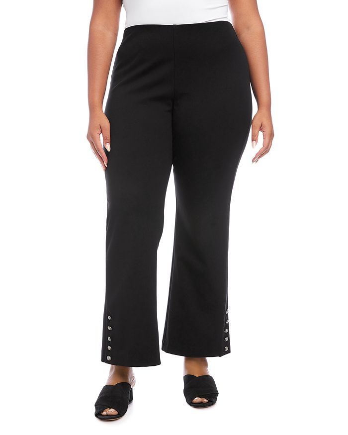 KAREN KANE Womens Black Stretch Fitted Darted Pull On Floral Cropped Pants main image 1