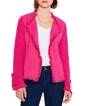 Nic + Zoe Fringe Mix Open-front Jacket In Charged Pink