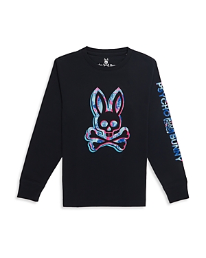Psycho Bunny Unisex Kids Meyer Long Sleeve Logo Graphic Tee - Little Kid, Big Kid In Black