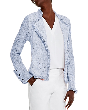 Nic + Zoe Fringe Mix Open Front Jacket In Cloud