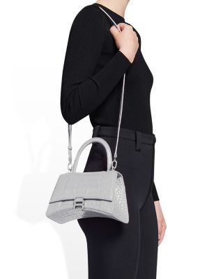 Hourglass Handbag Crocodile Embossed