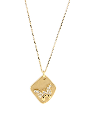 Bloomingdale's Butterfly Medallion Necklace In 14k Yellow Gold With Diamonds, 0.13 Ct. T.w. - 100% Exclusive