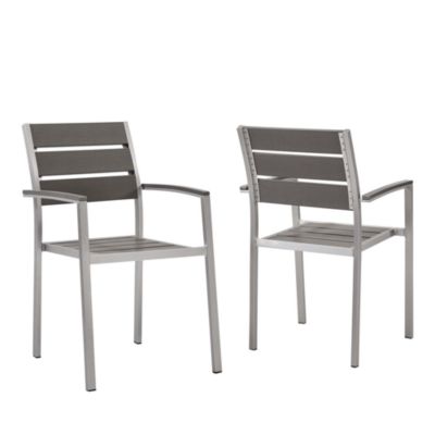 Modway Shore Outdoor Patio Aluminum Dining Armchair, Set of 2
