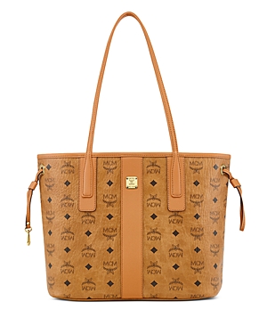 Mcm Liz Small Reversible Visetos Shopper Tote In Cognac