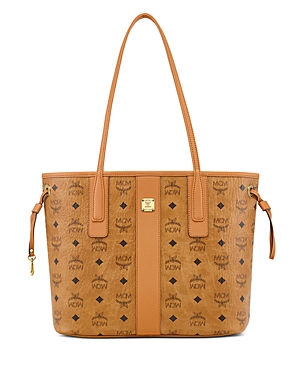 Shop Mcm Liz Small Reversible Visetos Shopper Tote In Cognac