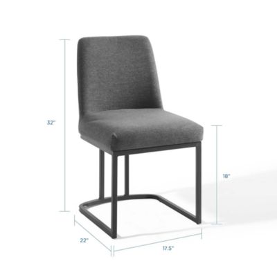 Modway Amplify Sled Base Upholstered Fabric Dining Side Chair In Black Charcoal