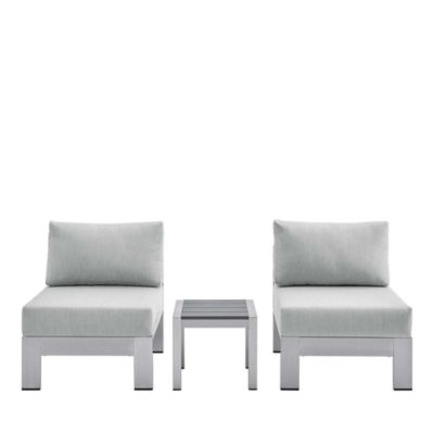 Modway Shore 3 Piece Sunbrella Fabric Aluminum Outdoor Patio Set