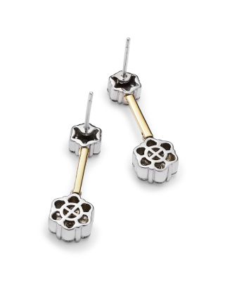 Diamond Flower Cluster Drop Earrings in 14K Yellow & White Gold, 1.25 ct.t.w. 