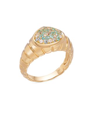 Marina B Timo 18K Yellow GoldParaiba Tourmaline & Blue Topaz Pave Ring with Diamonds