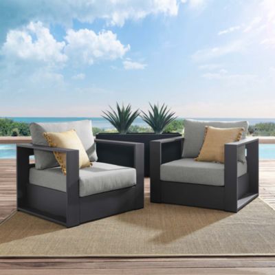  Tahoe Outdoor Patio Powder-Coated Aluminum Armchair, Set of 2