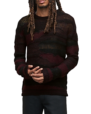 John Varvatos Stanly Burnout Stripe Sweater In Dark Plum