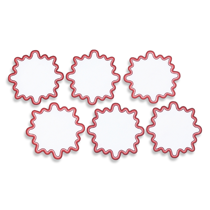 Matouk Wave 6 Round Cocktail Napkins, Set Of 6 In Scarlet