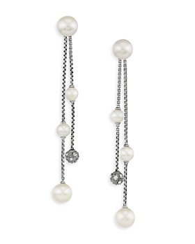 David Yurman - Sterling Silver Pearl Cultured Freshwater Pearl Chain Drop Earrings