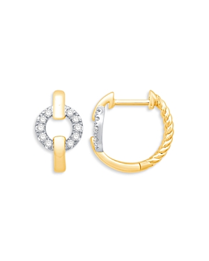 Bloomingdale's Diamond Circle Huggie Hoop Earrings In 14k White And Yellow Gold, 0.15 Ct. T.w. - 100% Exclusive In Yellow/white