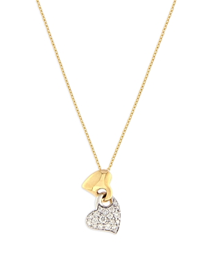 Bloomingdale's Diamond Heart Pendant Necklace In 14k White & Yellow Gold, 0.20 Ct. T.w. - 100% Exclusive In White/yellow