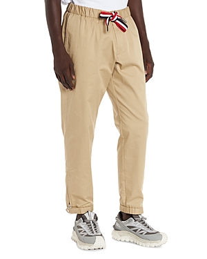 Moncler Men's Pleated Side-tape Chino Jogger Pants In Beige