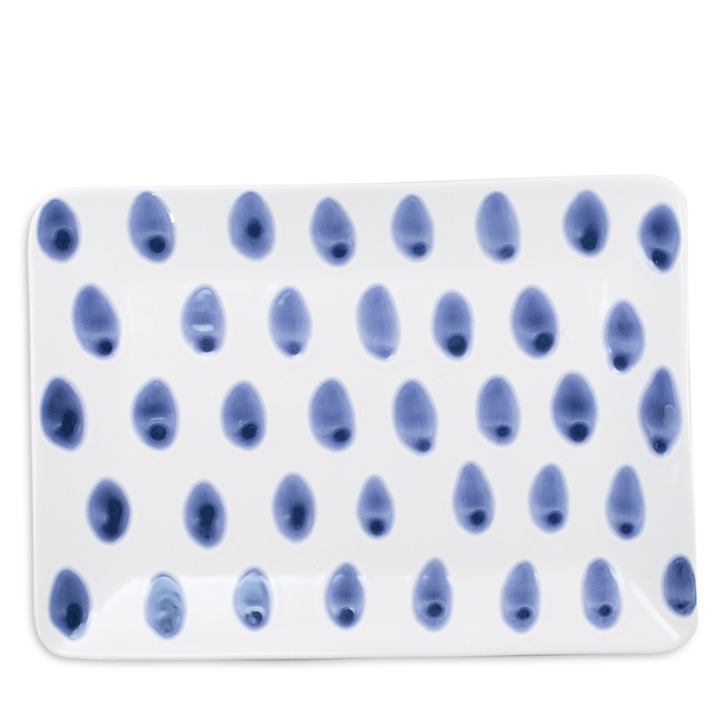 Vietri Viva Santorini Ceramic Dot Small Rectangular Platter In Blue