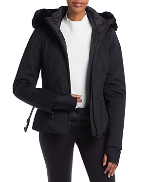 Shop Goldbergh Hilda Faux Fur Trim Hooded Jacket In Black