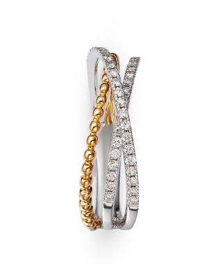 Diamond Crossover Ring in 14K White & Yellow Gold, 0.25 tcw 