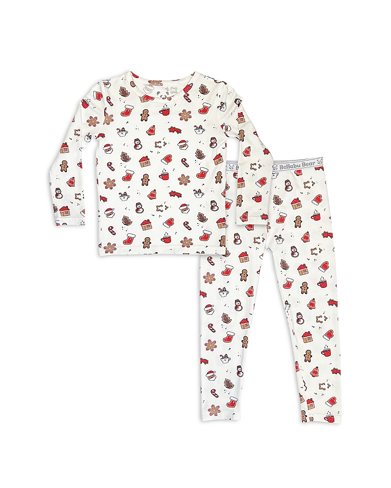 Bellabu Bear Unisex Sugar Cookies Printed Pajama Set - Baby, Little Kid In White