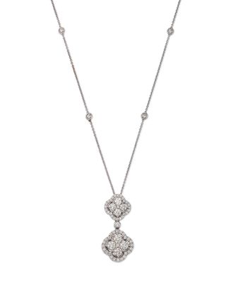Bloomingdale's Fine Collection Diamond Double Clover Pendant Necklace in 14K White Gold, 2.25 ct. t. w. - Exclusive