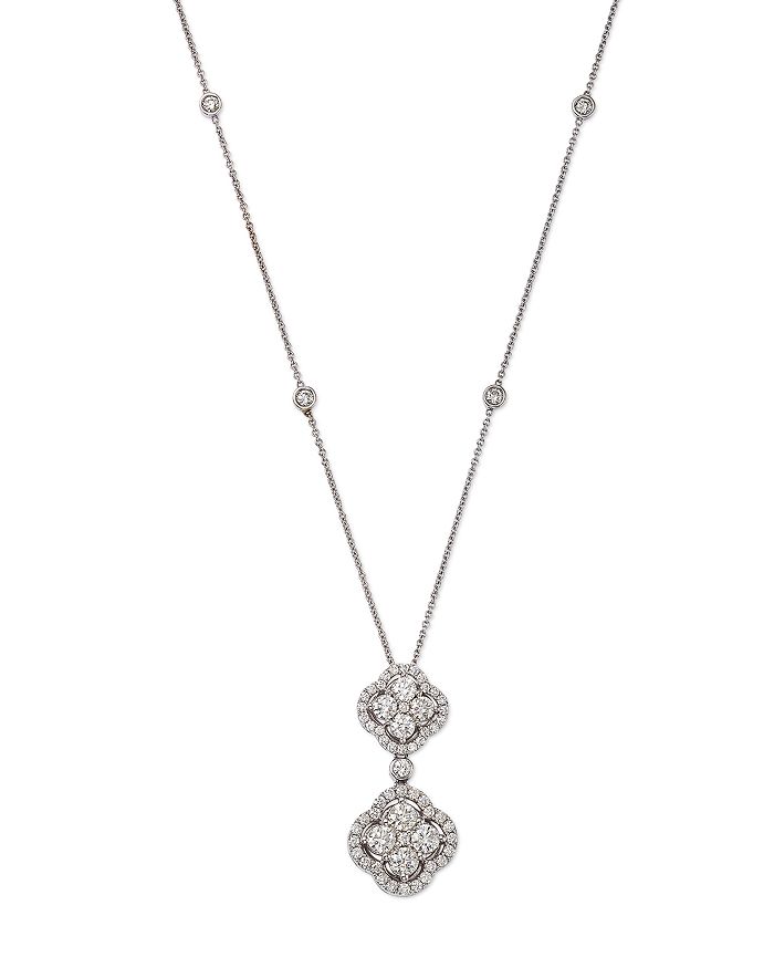 Bloomingdale's - Diamond Double Clover Pendant Necklace in 14K White Gold, 2.25 ct. t.w. - 100% Exclusive