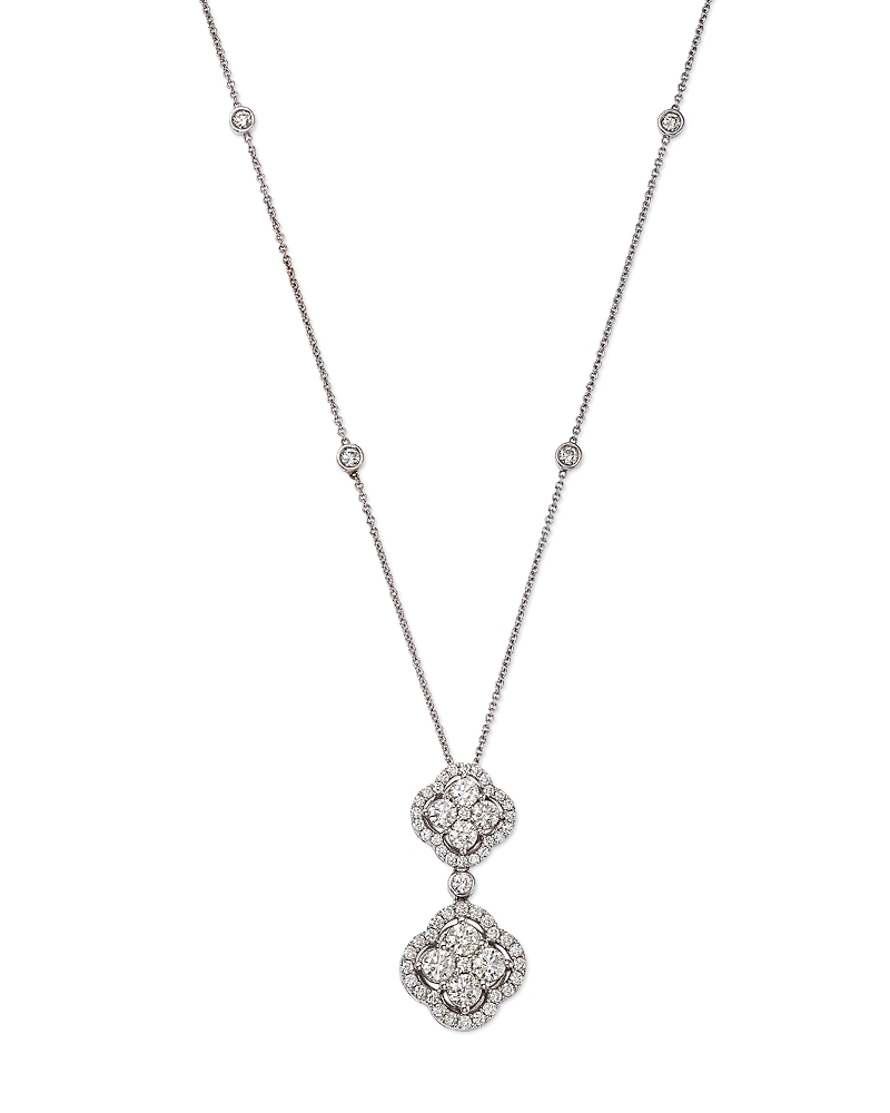 Bloomingdale's Diamond Double Clover Pendant Necklace In 14k White Gold, 2.25 Ct. T. W. - Exclusive