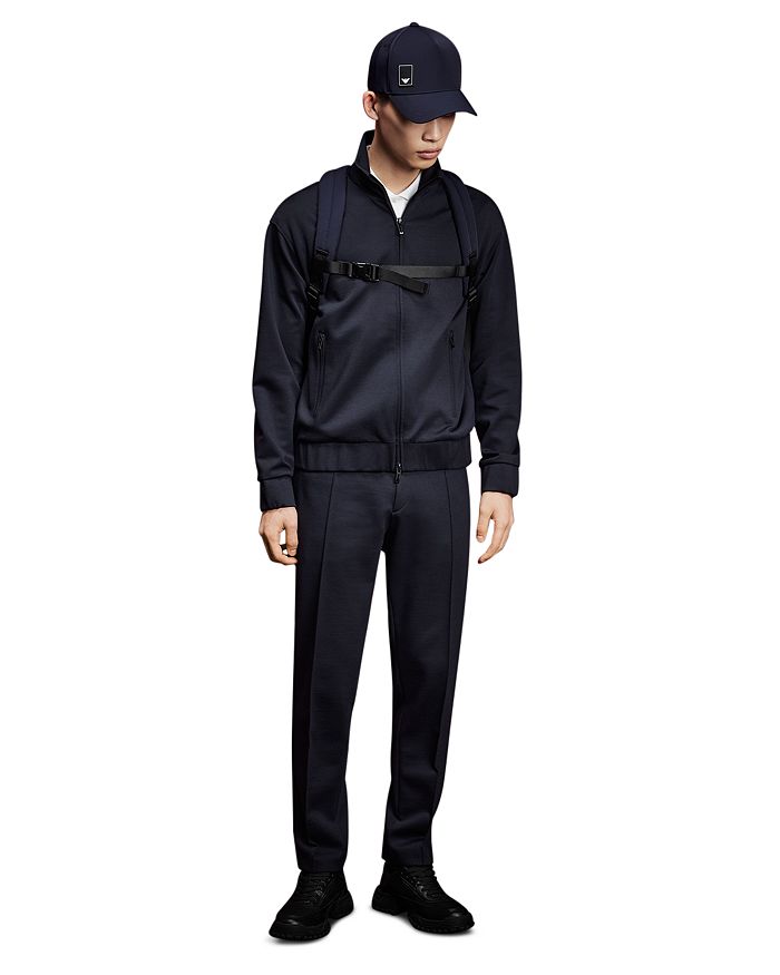 Emporio Armani - Solid Regular Fit Full Zip Mock Neck Sweatshirt