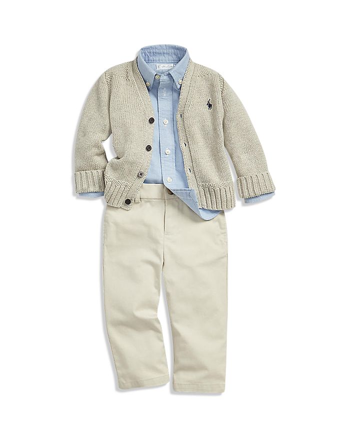 Ralph Lauren - Boys' Cotton Oxford, Pants, and Cardigan Outfit - Baby