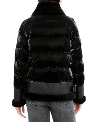 Mel Shearling Panel Down Puffer Coat