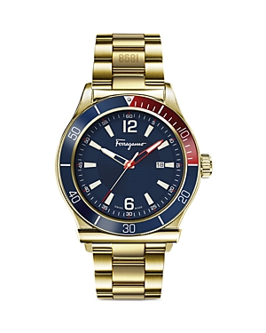 Ferragamo Men's 1898 Sport Goldtone Stainless Steel Watch In Blue/gold