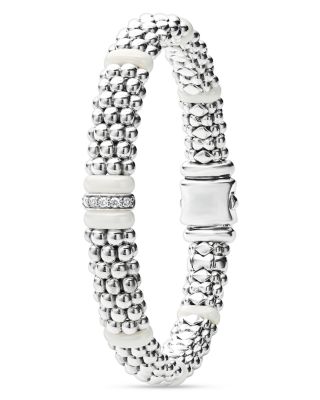 Ceramic & Sterling Silver White Caviar Station Bracelet