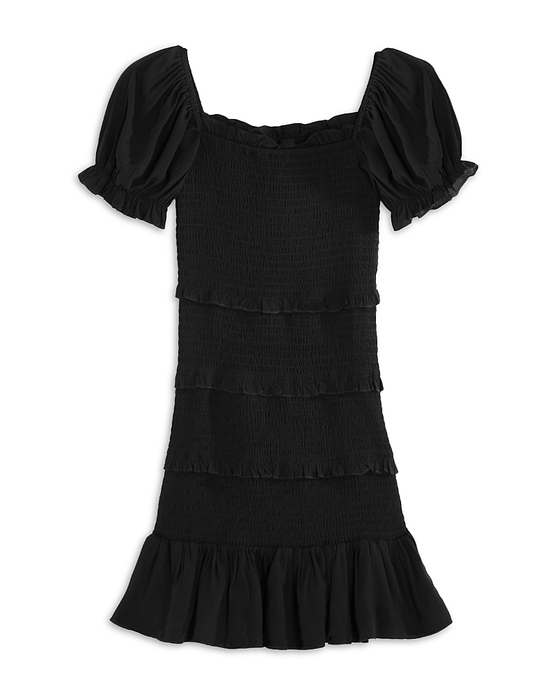 Shop Katiejnyc Girls' Laila Puff Sleeve Tiered Smocked Dress - Big Kid In Black