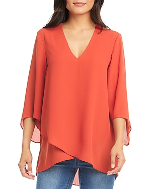 Shop Karen Kane Asymmetric High/low Top In Coral