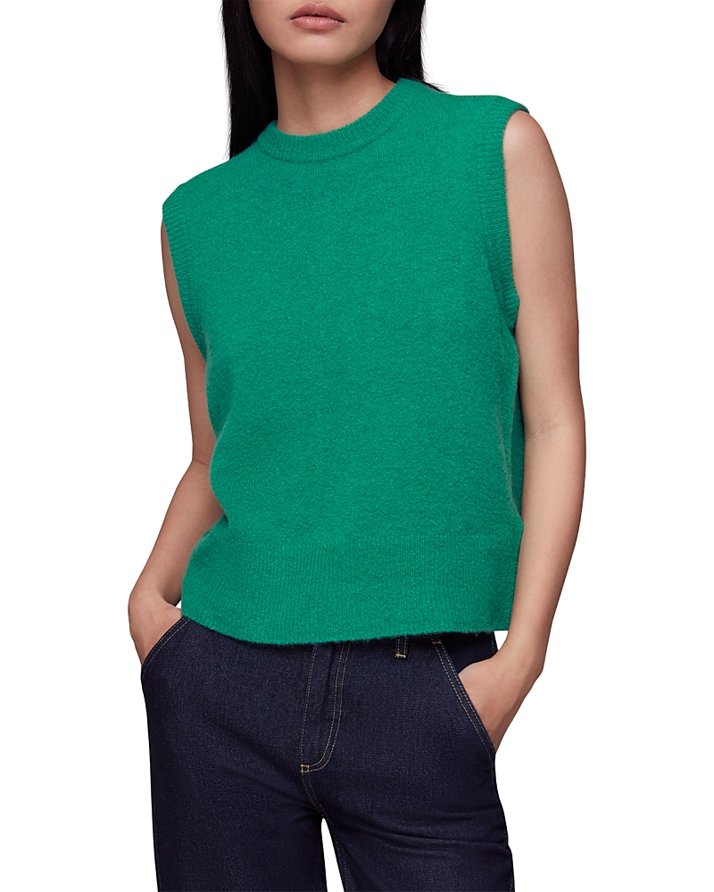 Whistles Kira Crewneck Knit Tank Top In Green