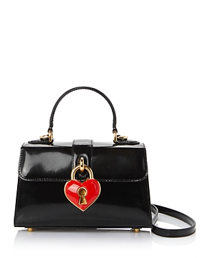 Shop Moschino Heart Lock Shoulder Bag In Black/gold