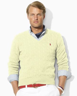 ralph lauren cable knit v neck sweater